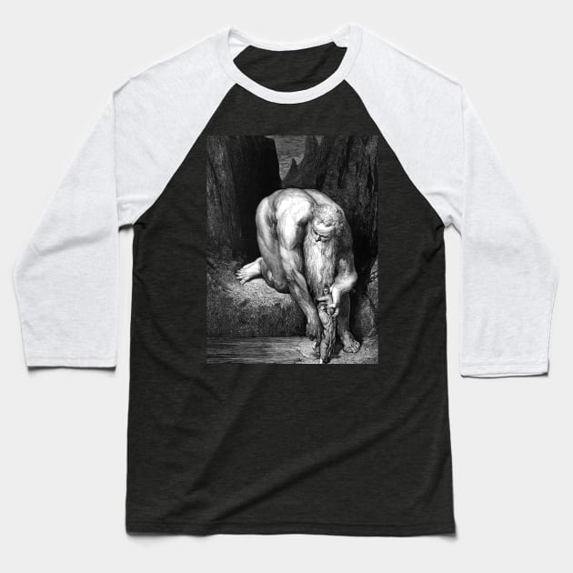 High Resolution Gustave Doré Illustration Lucifer With Judas Baseball T-Shirt by tiokvadrat